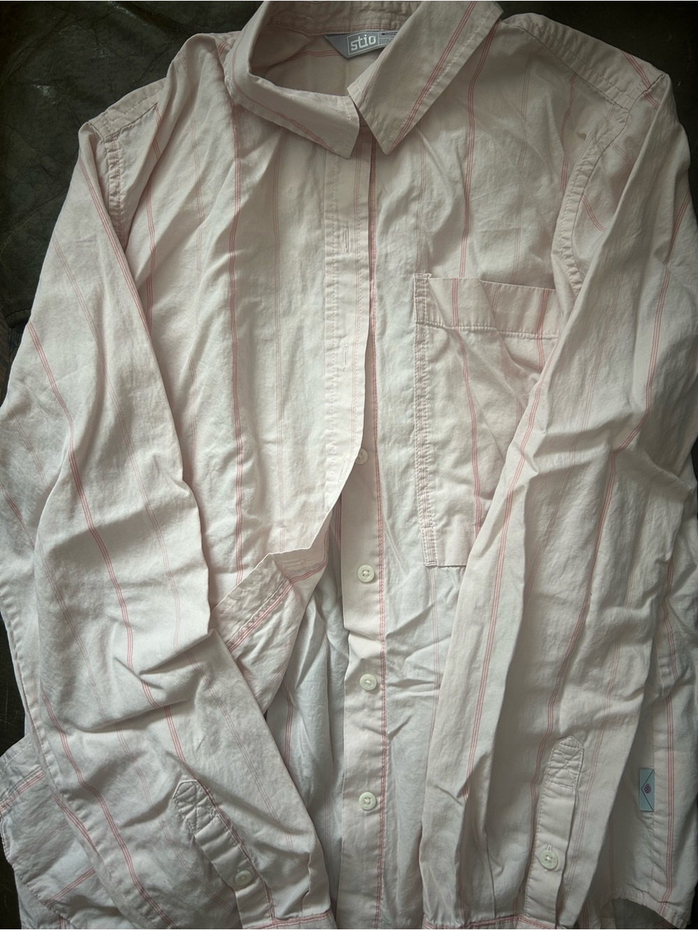 Stio Pale Pink Stripe Cotton Button-Down Shirt